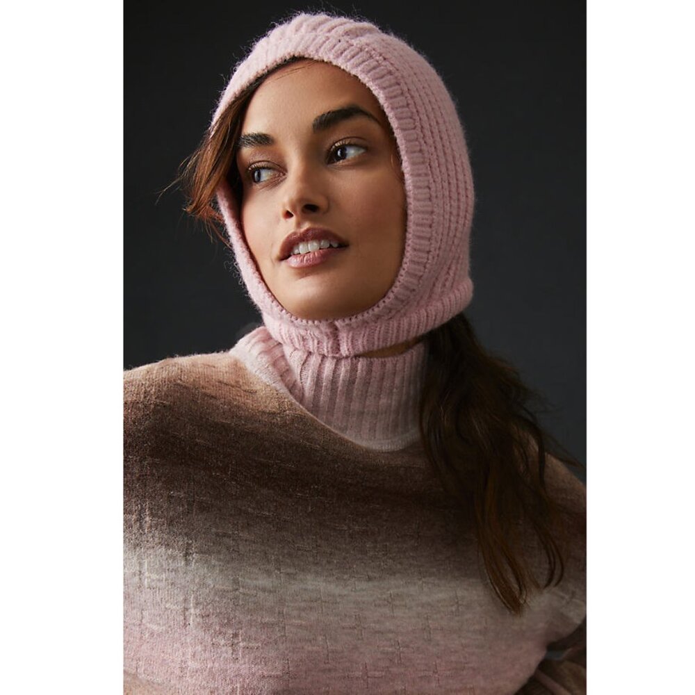 NWOT Anthropologie Mini Knit Hood Hat Cream